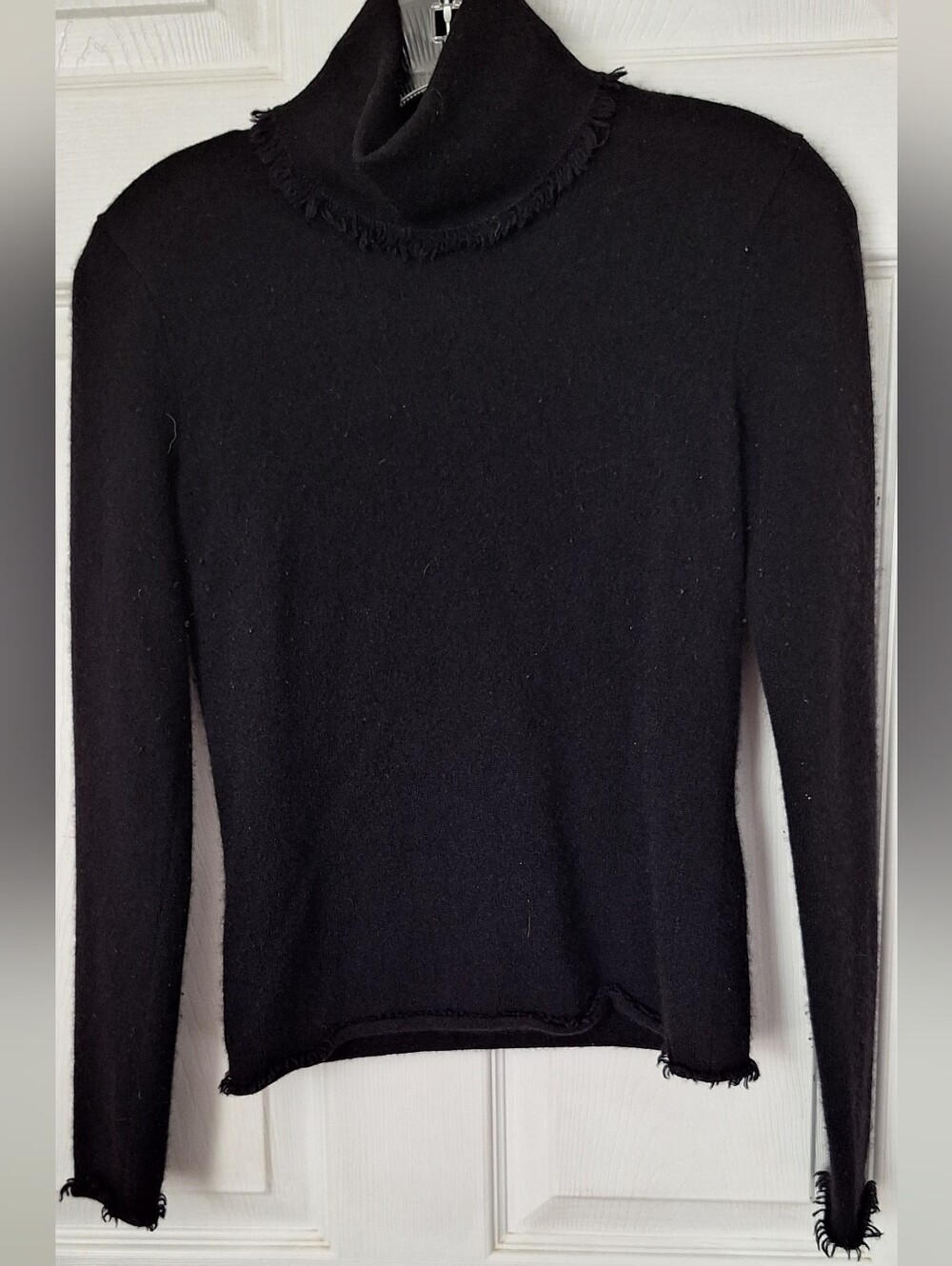M-A-C by Magaschoni Black Distressed Turtleneck Sweater Size XS